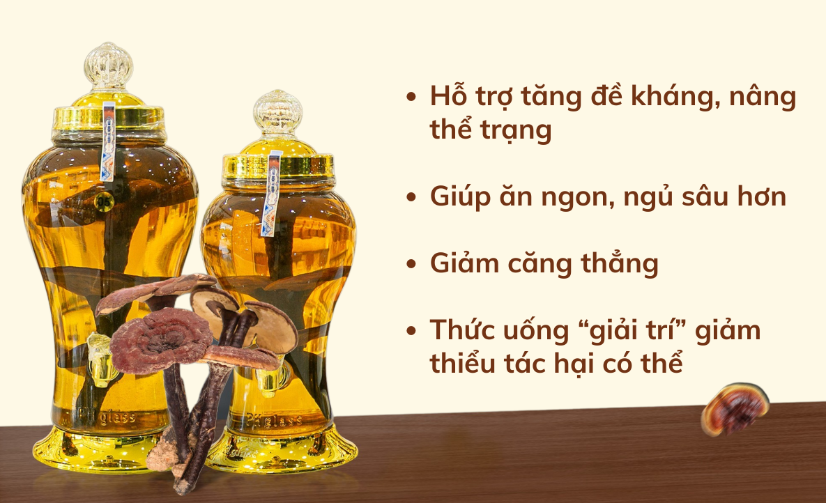 bình rượu ngâm nấm lim xanh
